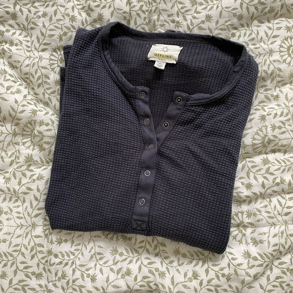 OFFLINE by Aerie Waffle Henley Top